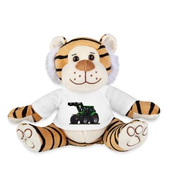 Light green tractor with front loader - Plush Tiger - white - Front