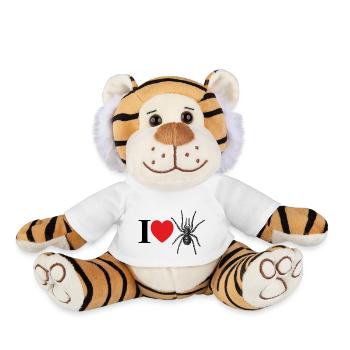 I love spiders with heart and spider silhouette - Plush Tiger - white - Front
