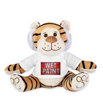 Wet Paint Brick Wall Graffiti - Plush Tiger - white - Front
