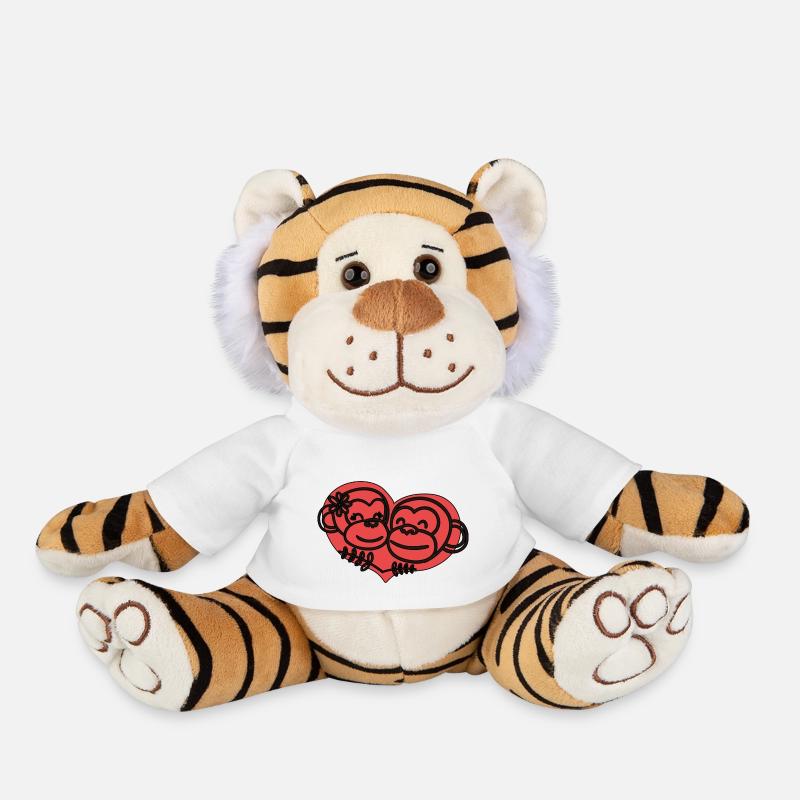 Heart Monkeys - Plush Tiger - white