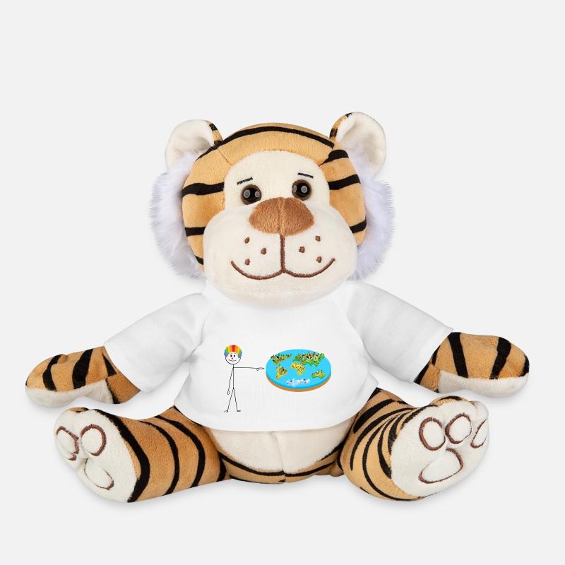 Terre plate - Peluche Tigre - blanc