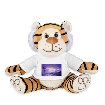Paysage fantastique violet magique avec des montagnes - Peluche Tigre - blanc - Devant
