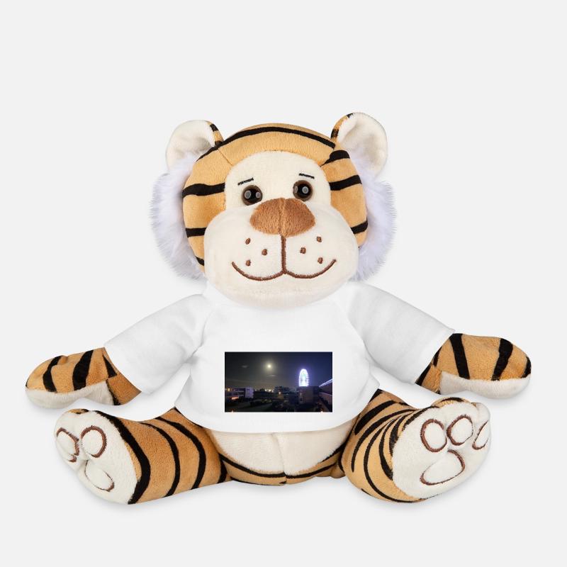Ferris wheel grömitz at night - Plush Tiger - white