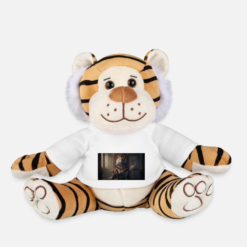 Tiger sitting on a throne, generative AI - Plush Tiger - white