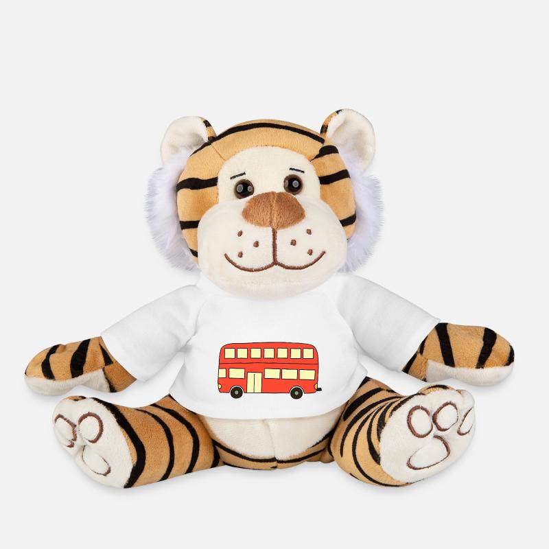 Red Bus - Plush Tiger - white