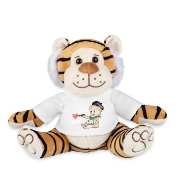 J'aime ma maman peintre bébé - Peluche Tigre - blanc - Devant