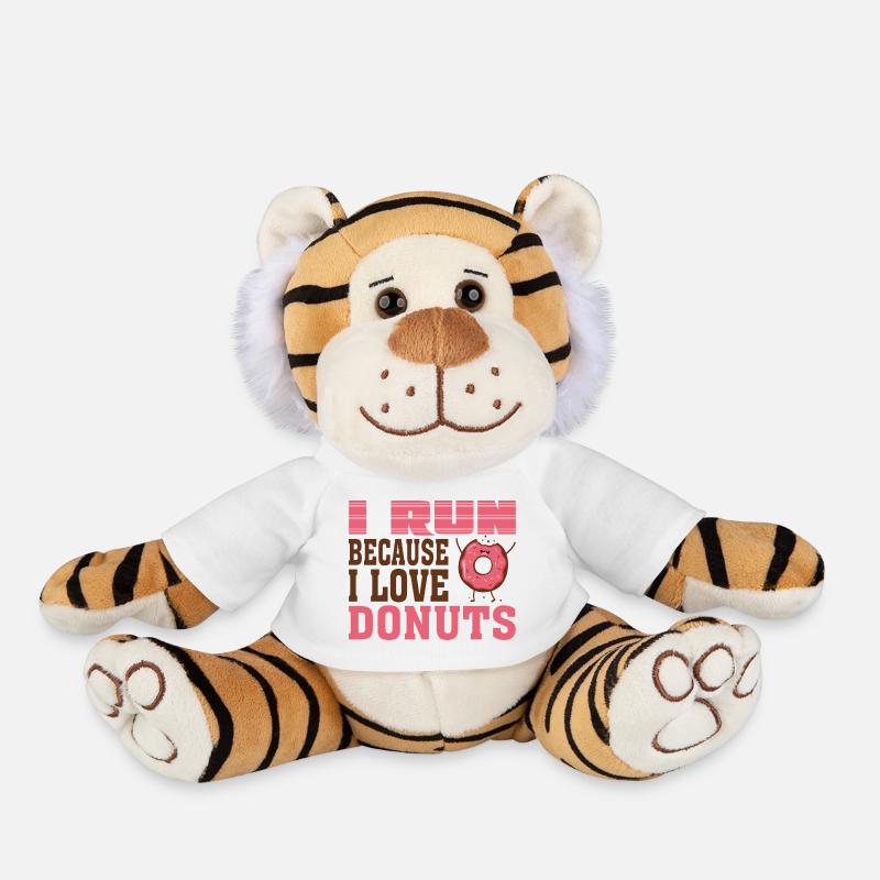 Je cours parce que j’aime les beignets - Peluche Tigre - blanc