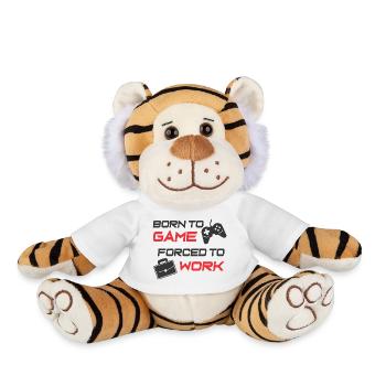 Born to Game and Work Motivation Design - Plush Tiger - white - Front