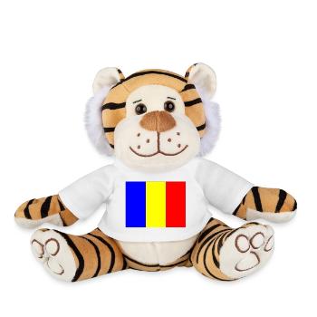 Flagge Rumänien mit Farbbalken Design - Plüschtiger - Weiß - Vorne