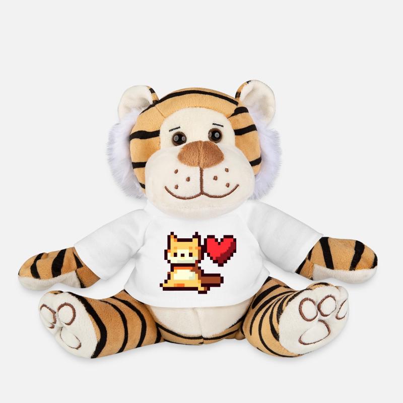 Pixelart, Cat with Heart - Plüschtiger - Weiß