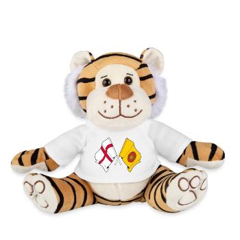 Lancashire & England Crossed - Plush Tiger - white - Front