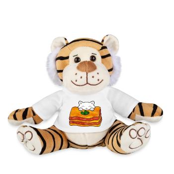 Mignon chat blanc mangeant une délicieuse cuisine italienne - Peluche Tigre - blanc - Devant