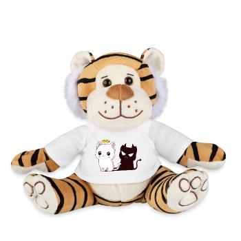 Ange de Kawaii avec Ombre de Démon - Peluche Tigre - blanc - Devant