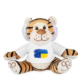 Fusion du drapeau de l’UE et de l’Ukraine - Peluche Tigre - blanc - Devant