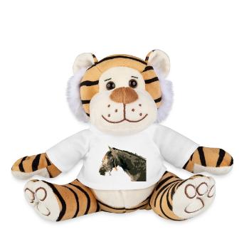Horses, horse lover, horse lover, riding - Plush Tiger - white - Front