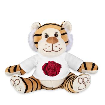 Red Rose - Plush Tiger - white - Front