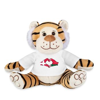 Danemark Biélorussie drapeau mains forme de coeur utilisé - Peluche Tigre - blanc - Devant