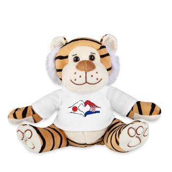Japan Croatia Flag Hands Heart Shape - Plush Tiger - white - Front