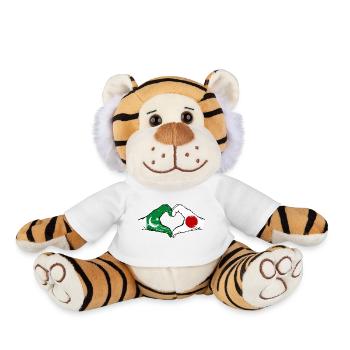 Pakistan Japon Drapeau Mains Coeur Forme Utilisé - Peluche Tigre - blanc - Devant