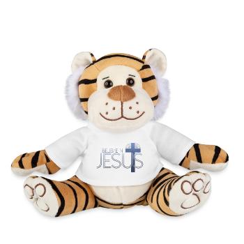Je crois en Jésus - Croix de Jésus-Christ - Peluche Tigre - blanc - Devant