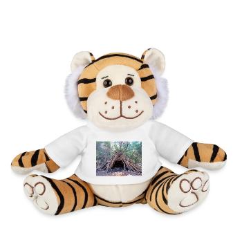 Dessin de Provence - Hutte en bois dans la Forêt - Peluche Tigre - blanc - Devant