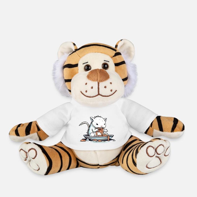 Axolotl noodle eater - Plush Tiger - white