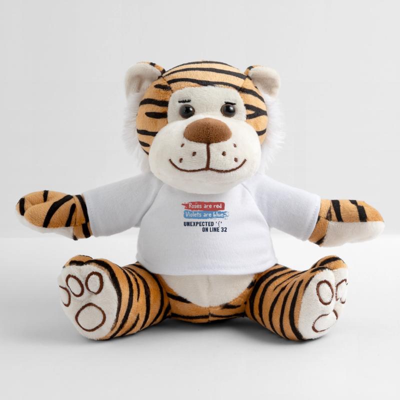 Unexpected { on Line 32 Developer Coder Programmer Peluche Tigre