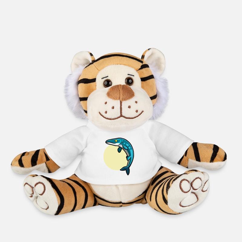 Cute Tylosaurus, Dino, Dinosaur - Plush Tiger - white