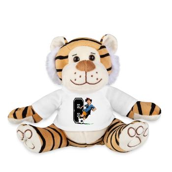 8 Year Old Footballer & Soccer Children's Birthday Party - Plush Tiger - white - Front