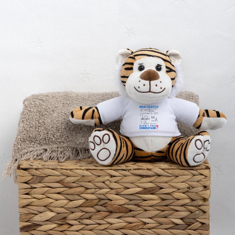 Funny Math Jokes, Physics and Math Formulas Saying Plush Tiger