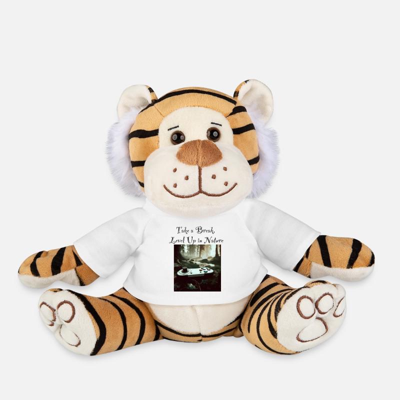 Take a Break, Level Up in Nature Retro Gaming - Plush Tiger - white