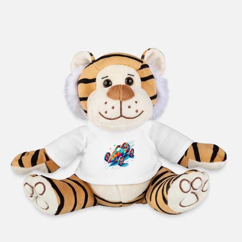 Boîte à savon colorée Retro Polygon racer - Peluche Tigre - blanc