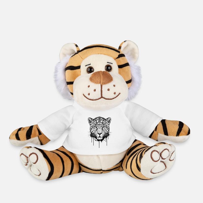 Leopard Head Illustration - Plush Tiger - white