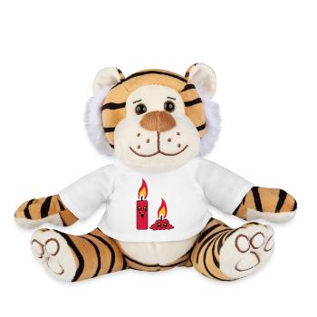 2 candles team couple funny sad burned down comic - Plush Tiger - white - Front