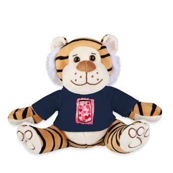 Cœurs dans un bocal - Peluche Tigre - bleu marine - Devant