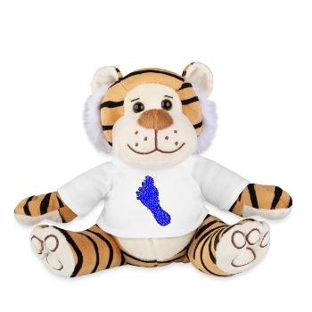 Mosaïque des pieds bleus - Peluche Tigre - blanc - Devant