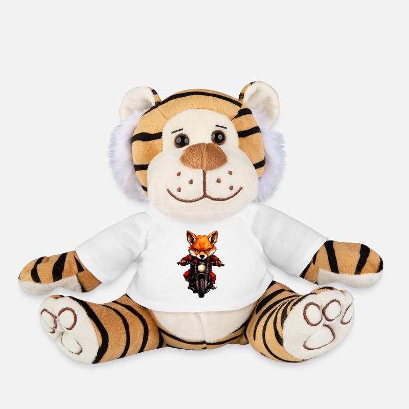 Motorcycle Foxes - Plush Tiger - white