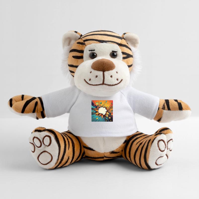 Vibrant Abstract Explosive Cloud Design Plush Tiger