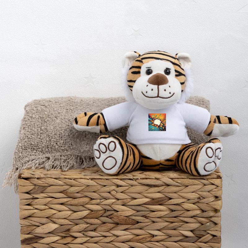 Vibrant Abstract Explosive Cloud Design Plush Tiger
