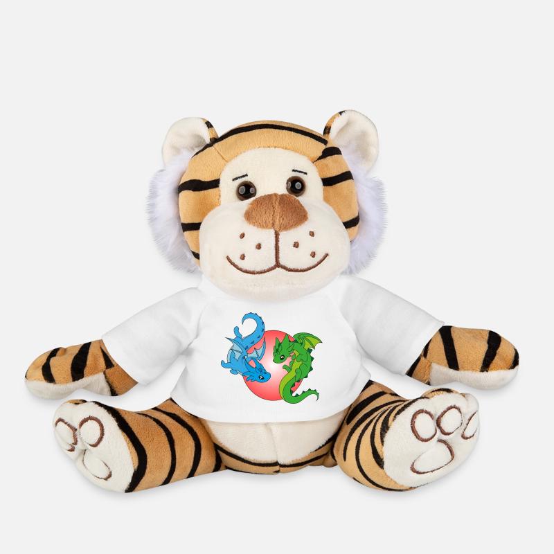 2 Dragons volants - Peluche Tigre - blanc