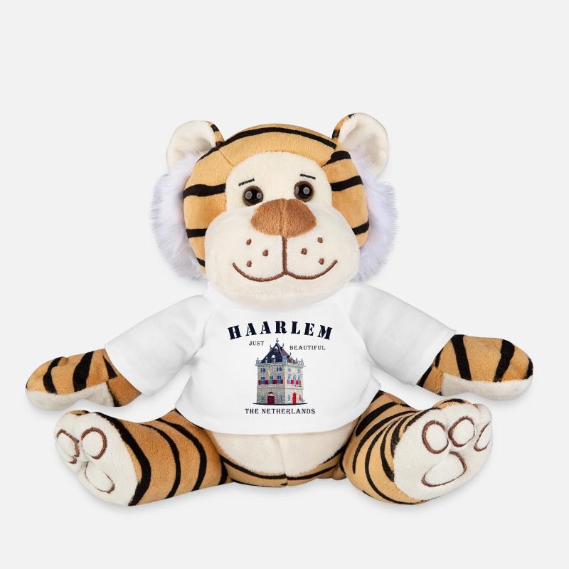 Haarlem Facade De Waag, Netherlands Hand Drawing - Plush Tiger - white