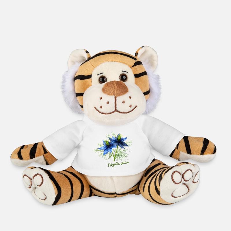 Nigella sativa - botanical illustration - Plush Tiger - white