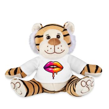 Dripping Neon Lips - Plush Tiger - white - Front