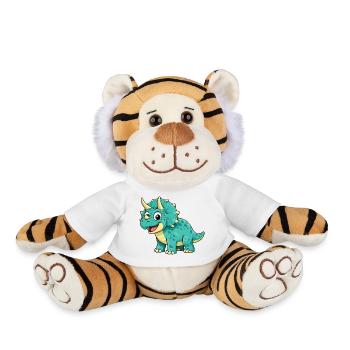 Triceratops Dino Comic - Plush Tiger - white - Front