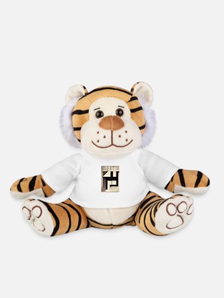 Black and white Bauhaus illustration - Plush Tiger - white