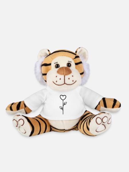 Fleur rose - Peluche Tigre - blanc