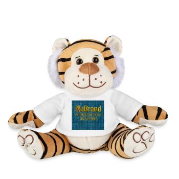 NoBrand Gold Text on Denim - Plush Tiger - white - Front