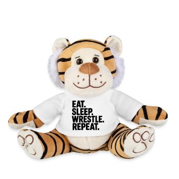 Mange. Dors. Lutte. Répétez. - Peluche Tigre - blanc - Devant