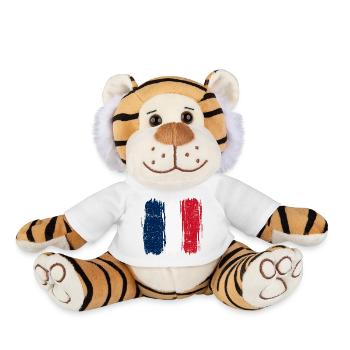 Coup de pinceau Drapeau français - Peluche Tigre - blanc - Devant