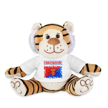 Inscription de l’île de Lanzarote avec armoiries - Peluche Tigre - blanc - Devant